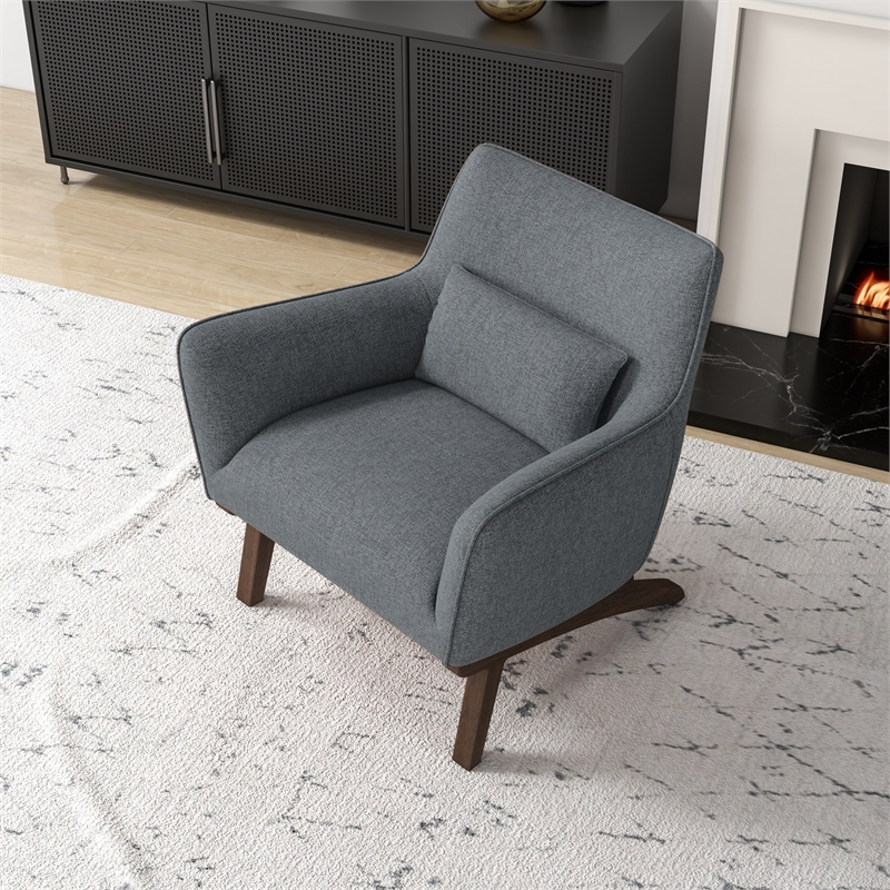 Pemberly Row Mid-Century Tight Back Fabric Upholstered Armchair in Dark Gray