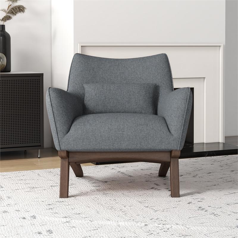 Pemberly Row Mid-Century Tight Back Fabric Upholstered Armchair in Dark Gray