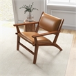Pemberly Row Mid-Century Tight Back Genuine Leather Lounge Chair in Tan