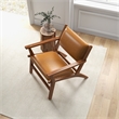 Pemberly Row Mid-Century Tight Back Genuine Leather Lounge Chair in Tan