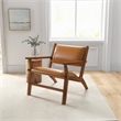Pemberly Row Mid-Century Tight Back Genuine Leather Lounge Chair in Tan
