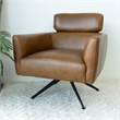 Pemberly Row Mid-Century Genuine Leather Tight Back Swivel Chair in Tan