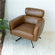 Pemberly Row Mid-Century Genuine Leather Tight Back Swivel Chair in Tan