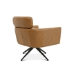 Pemberly Row Mid-Century Genuine Leather Tight Back Swivel Chair in Tan