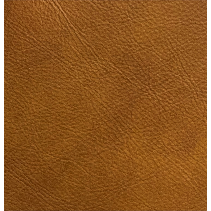 Pemberly Row Mid-Century Genuine Leather Tight Back Swivel Chair in Tan