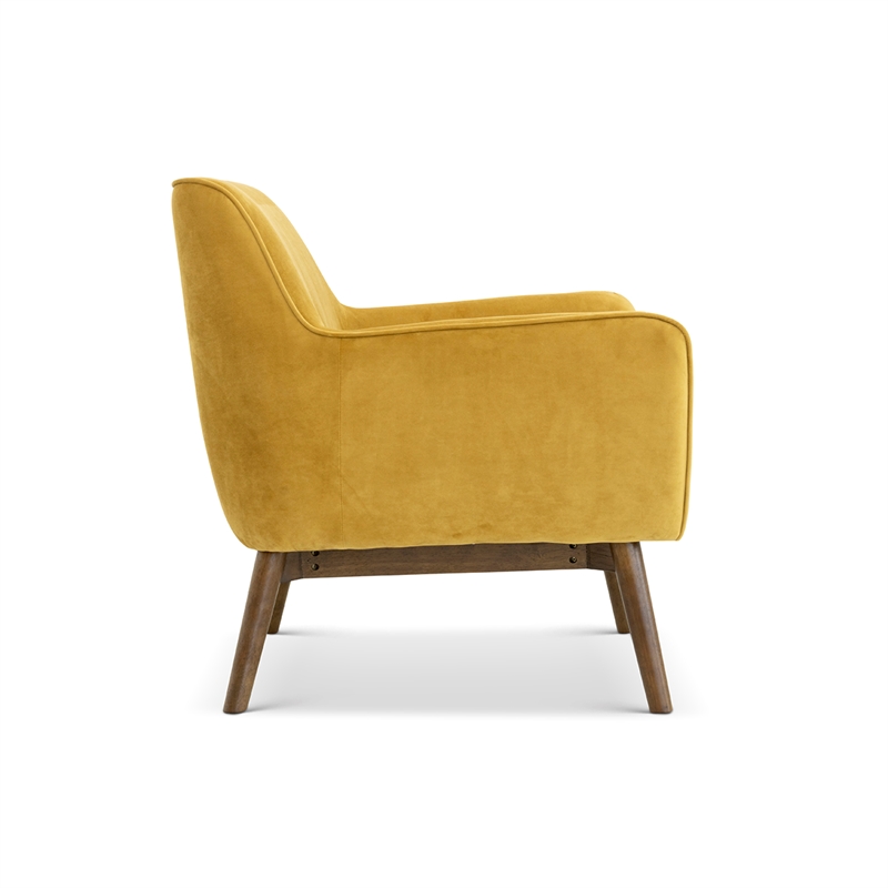 Pemberly Row Mid-Century Tight Back Velvet Upholstered Armchair in gold
