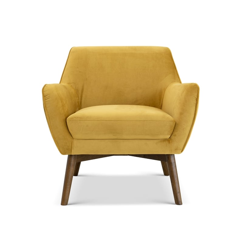 Pemberly Row Mid-Century Tight Back Velvet Upholstered Armchair in gold