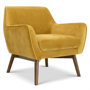 Pemberly Row Mid-Century Tight Back Velvet Upholstered Armchair in gold