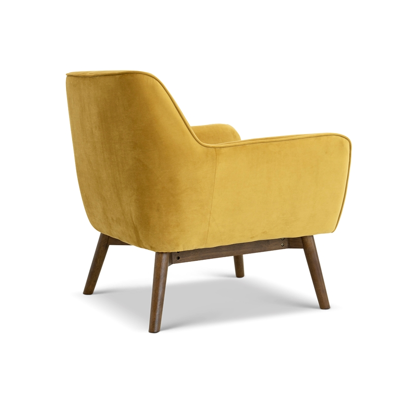 Pemberly Row Mid-Century Tight Back Velvet Upholstered Armchair in gold