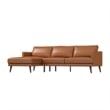 Pemberly Row Mid-Century L-Shaped Genuine Leather Left-Facing Sectional in Tan