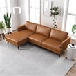 Pemberly Row Mid-Century L-Shaped Genuine Leather Left-Facing Sectional in Tan