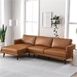 Pemberly Row Mid-Century L-Shaped Genuine Leather Left-Facing Sectional in Tan