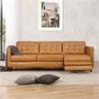 Pemberly Row Mid-Century Leather Power Right-Facing Incliner Couch in Tan