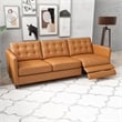 Pemberly Row Mid-Century Leather Power Right-Facing Incliner Couch in Tan