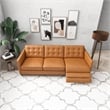 Pemberly Row Mid-Century Leather Power Right-Facing Incliner Couch in Tan