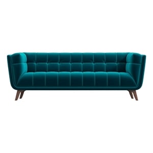 Pemberly Row 17&quot Mid-Century Velvet Tufted Back Sofa in Teal Turquoise