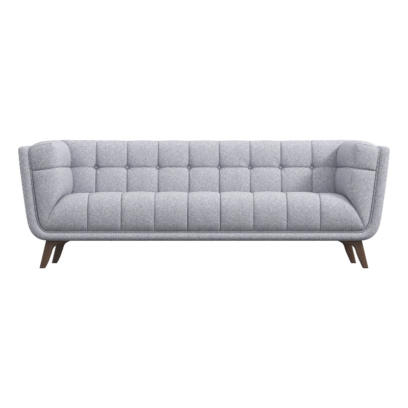 Pemberly Row Mid-Century Tufted Back Fabric Sofa in Light Gray