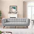 Pemberly Row Mid-Century Tufted Back Fabric Sofa in Light Gray