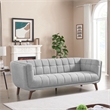 Pemberly Row Mid-Century Tufted Back Fabric Sofa in Light Gray