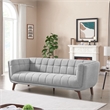 Pemberly Row Mid-Century Tufted Back Fabric Sofa in Light Gray
