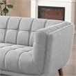 Pemberly Row Mid-Century Tufted Back Fabric Sofa in Light Gray