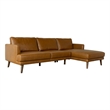 Pemberly Row Mid-Century Genuine Leather Right-Facing Sectional in Tan