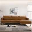 Pemberly Row Mid-Century Genuine Leather Right-Facing Sectional in Tan