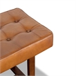 Pemberly Row Mid-Century Button-Tufted Genuine Leather Upholstered Bench in Tan
