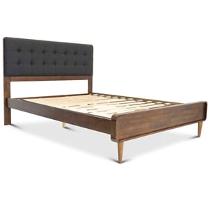 Pemberly Row Mid-Century Fabric Upholstered King Platform Bed in Gray