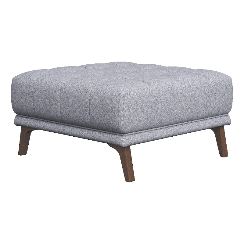 Pemberly Row Mid-Century Square Microfiber Ottoman in Light Gray