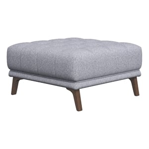 Pemberly Row Mid-Century Square Microfiber Ottoman in Light Gray