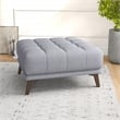 Pemberly Row Mid-Century Square Microfiber Ottoman in Light Gray