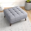 Pemberly Row Mid-Century Square Microfiber Ottoman in Light Gray