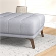 Pemberly Row Mid-Century Square Microfiber Ottoman in Light Gray