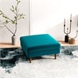 Pemberly Row Mid-Century Modern Square Velvet Ottoman in Teal