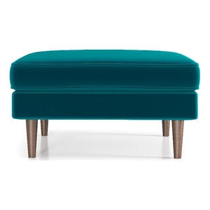 Pemberly Row Mid-Century Modern Square Velvet Ottoman in Teal