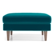 Pemberly Row Mid-Century Modern Square Velvet Ottoman in Teal