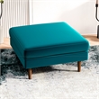 Pemberly Row Mid-Century Modern Square Velvet Ottoman in Teal