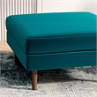 Pemberly Row Mid-Century Modern Square Velvet Ottoman in Teal