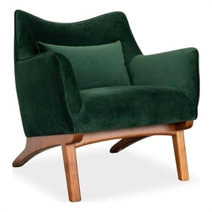 Pemberly Row Mid-Century Tight Back Velvet Upholstered Armchair in Green