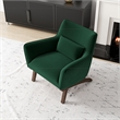 Pemberly Row Mid-Century Tight Back Velvet Upholstered Armchair in Green
