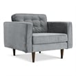 Pemberly Row Mid-Century Pillow Back Velvet Upholstered Armchair in Gray