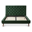 Pemberly Row Mid-Century Velvet Upholstered Platform Bed Queen Size in Green