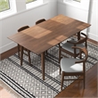 Pemberly Row 5-Piece Mid-Century Dining set with 4 Fabric Dining Chairs in Gray