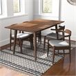 Pemberly Row 5-Piece Mid-Century Dining set with 4 Fabric Dining Chairs in Gray