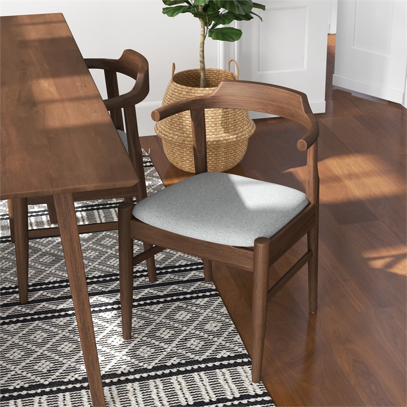 Pemberly Row 5-Piece Mid-Century Dining set with 4 Fabric Dining Chairs in Gray