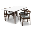 Pemberly Row 5-Piece Mid-Century Dining set with 4 Fabric Dining Chairs in Gray