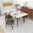 Pemberly Row Mid-Century 5-Piece Solid Wood & Fabric Dining Set in White/Walnut