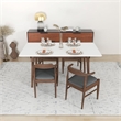 Pemberly Row Mid-Century 5-Piece Solid Wood & Fabric Dining Set in White/Walnut