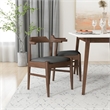 Pemberly Row Mid-Century 5-Piece Solid Wood & Fabric Dining Set in White/Walnut